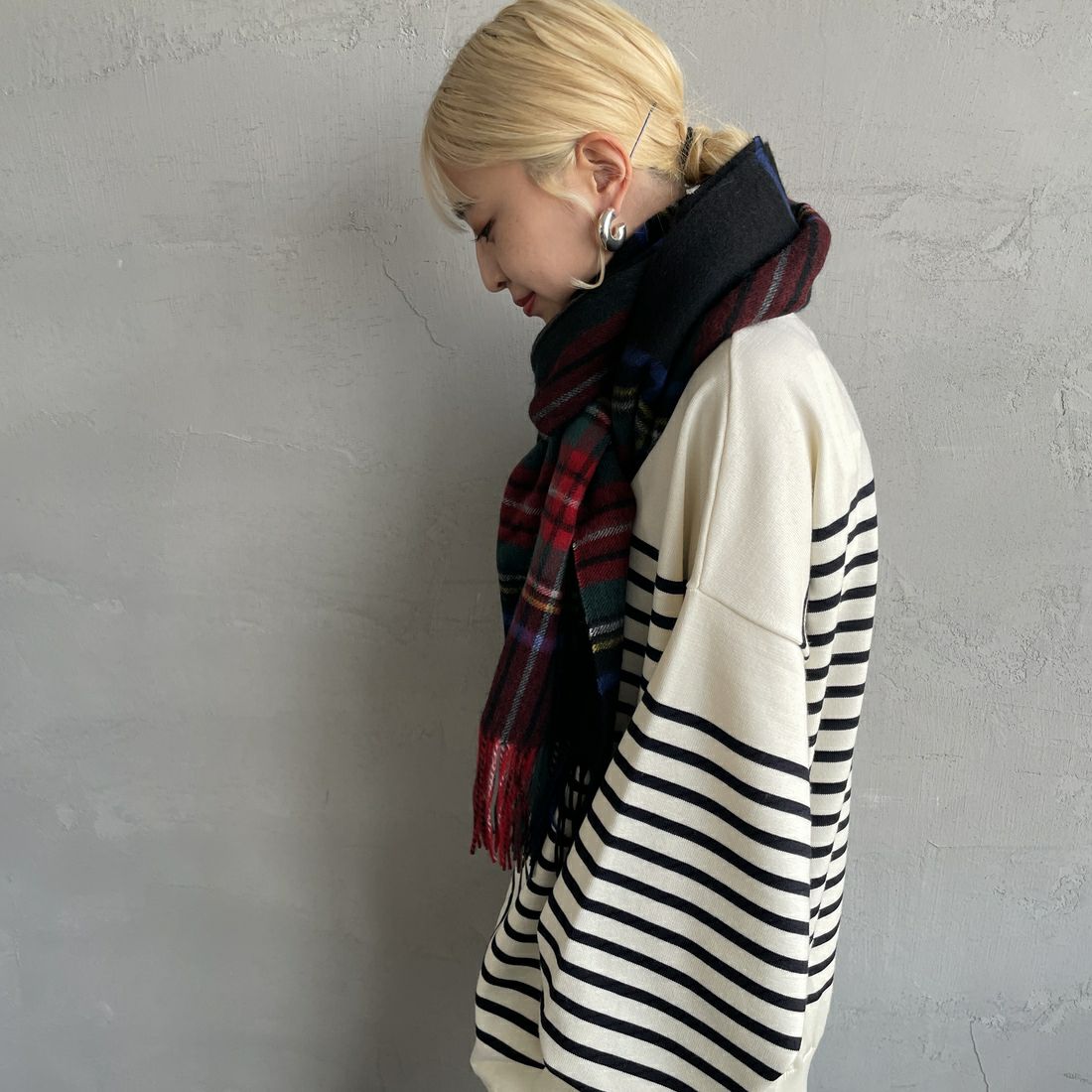 TWEED MILL [ツィードミル] ラムウールストール [70-190-WP] BLACK STEW
