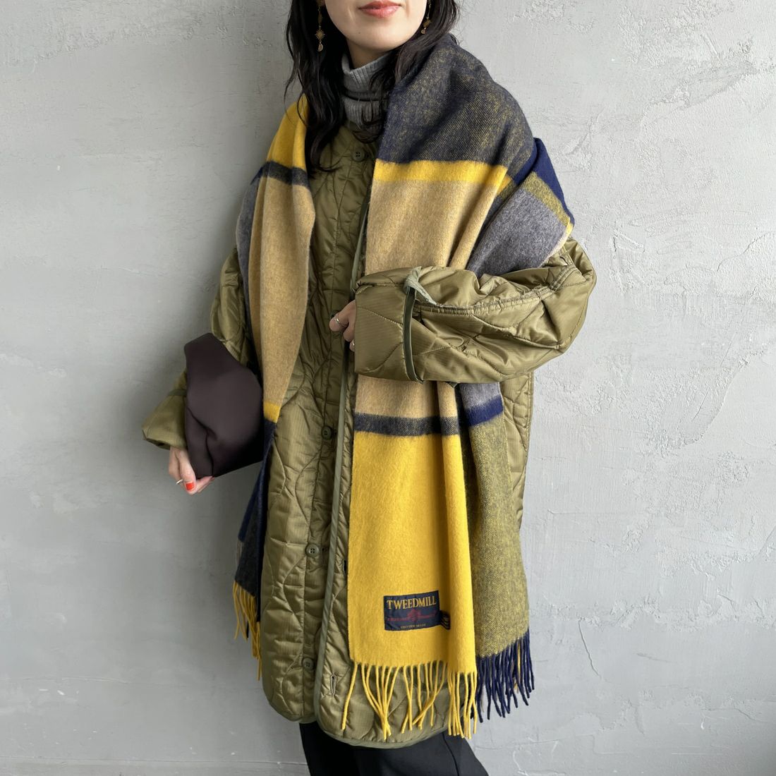 TWEED MILL [ツィードミル] ラムウールストール [70-190-WP] CHK-HONEY