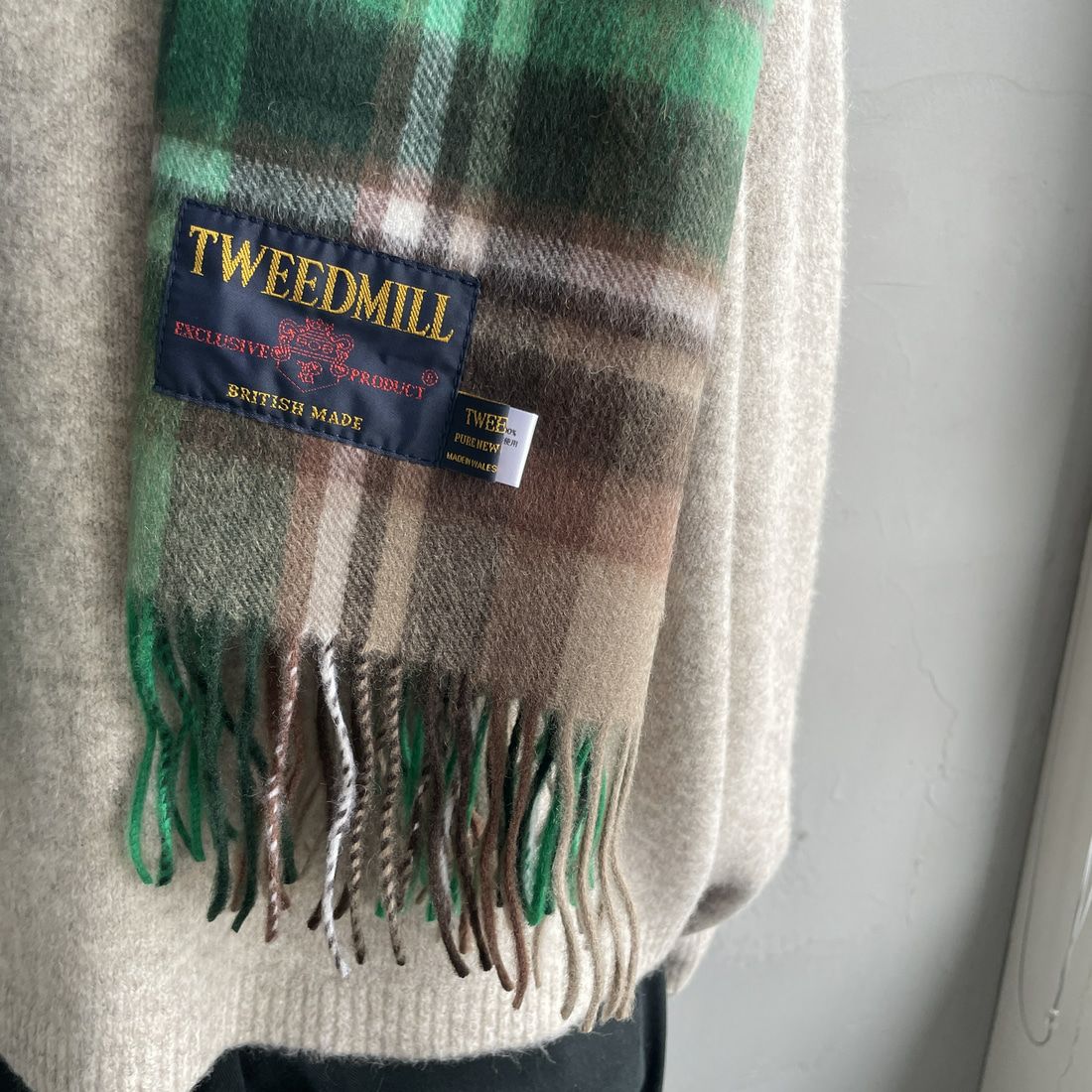 TWEED MILL [ツィードミル] ラムウールストール [70-190-WP] GREEN/CAME