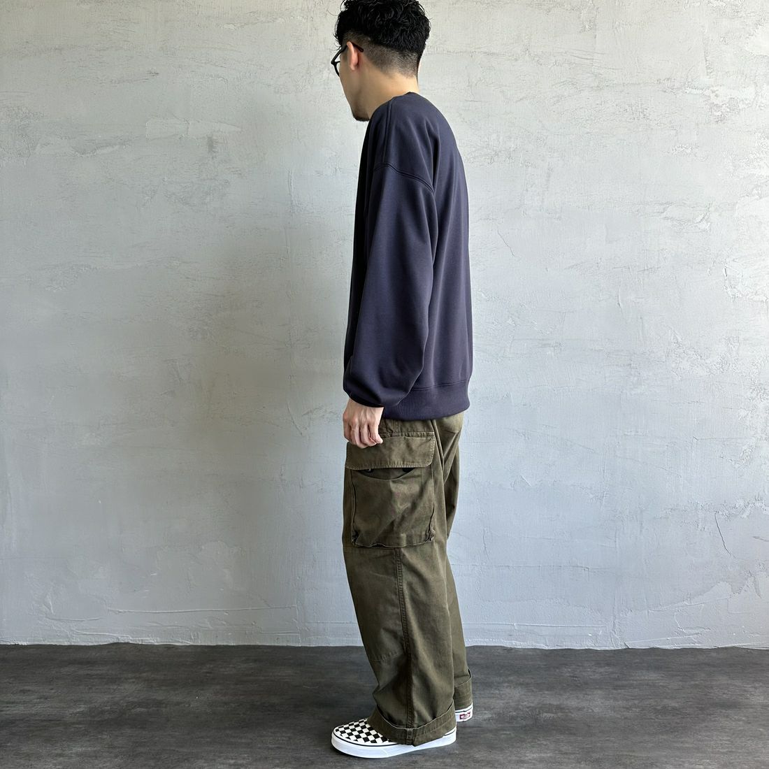 U.S.POLO ASSN. [ユーエスポロアッスン] 別注 ワンポイントロゴ刺繍 ドローコードスウェット [PLM43313IN-JF] ﾈｲﾋﾞｰ &&モデル身長：168cm 着用サイズ：L&&