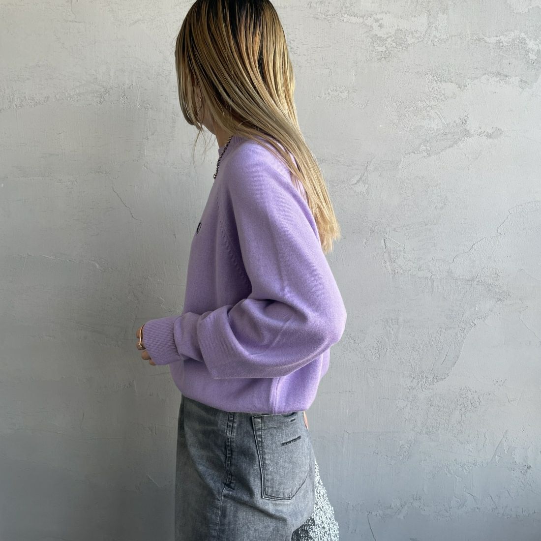 FRED PERRY [フレッドペリー] クルーネックジャンパー [K2117] X19 ULTRA &&モデル身長：156cm 着用サイズ：10&&