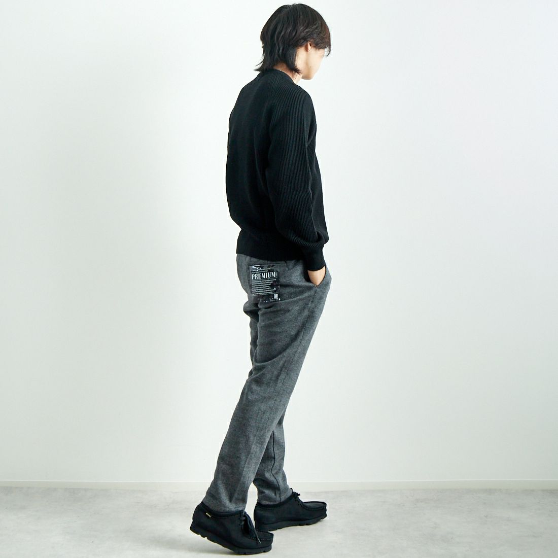 Jeans Factory Clothes [ジーンズファクトリークローズ] ウールジャージーイージートラウザー [JFC-244-059] 6S C.GRY &&モデル身長：179cm 着用サイズ：L&&