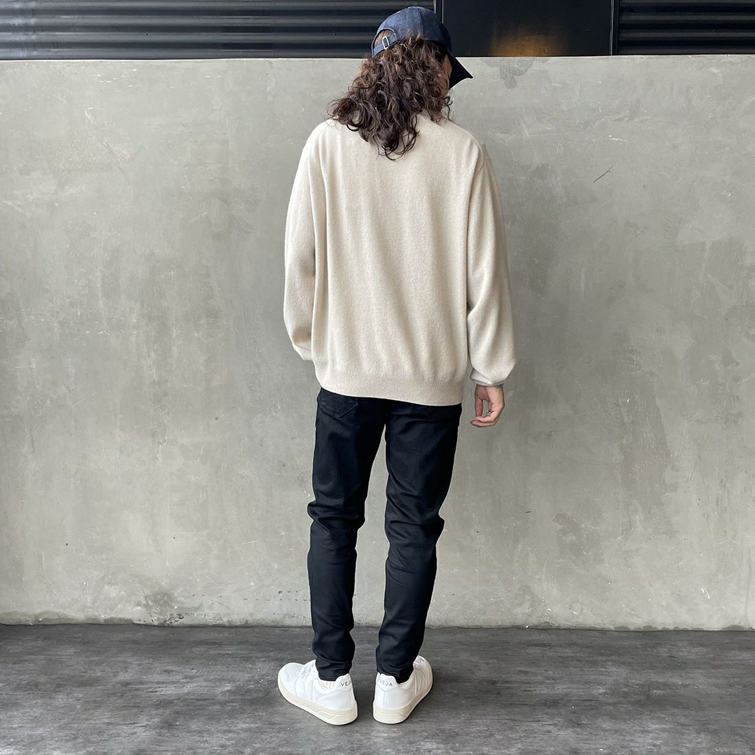 DANTON [ダントン] クルーネックプルオーバーニット [DT-D0028LMW] OATMEAL &&モデル身長：173cm 着用サイズ：42&&