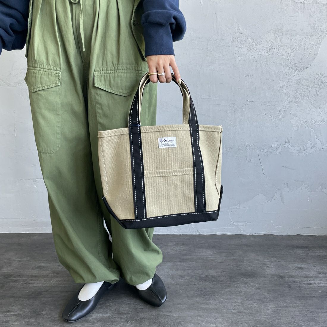 ORCIVAL [オーシバル] キャンバストートバッグ [OR-H0285KWC] LT.KHK/BK