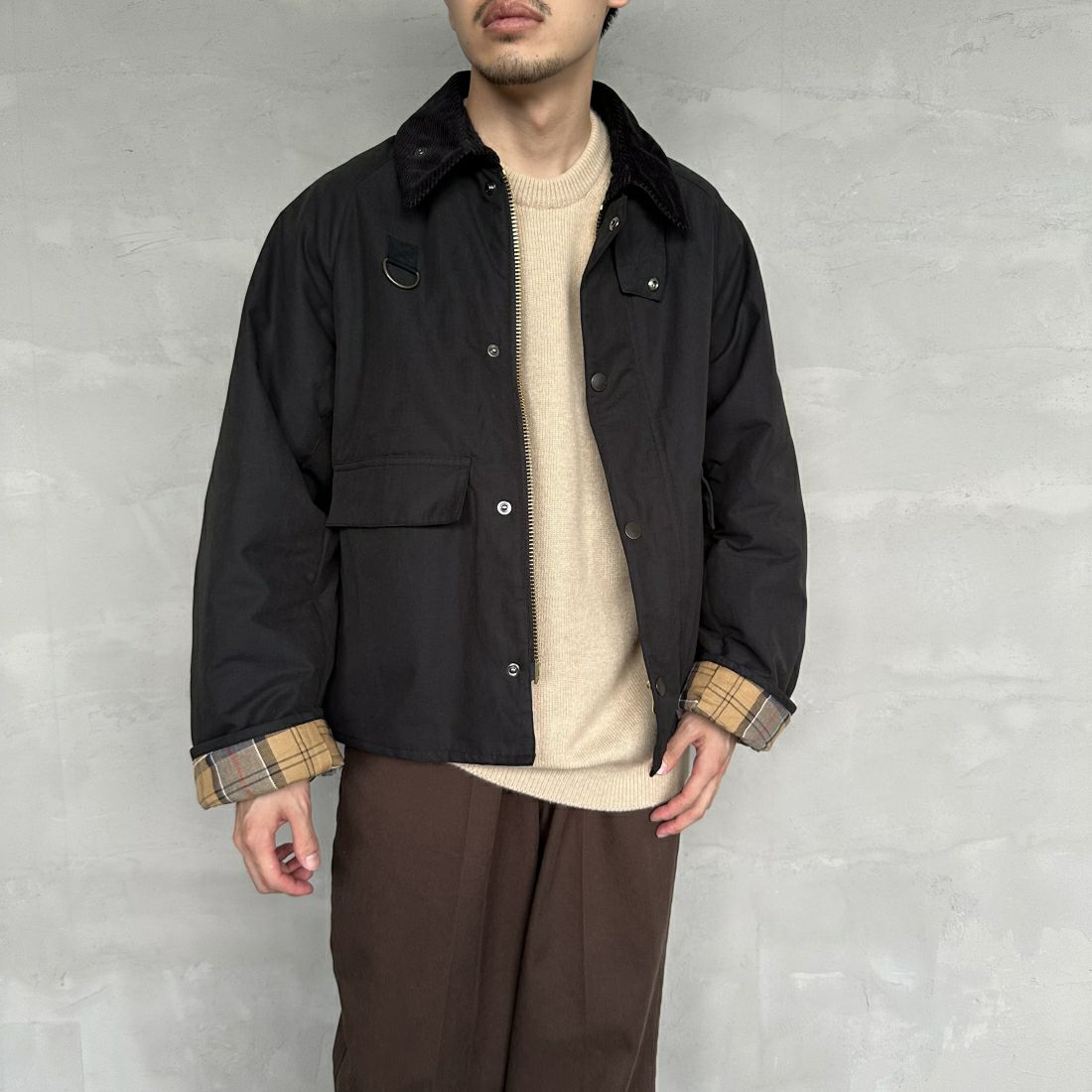 Barbour [バブアー] 別注 中綿入り SPEY スペイジャケット [MCAS151-JF] BLACK &&モデル身長：168cm 着用サイズ：40&&