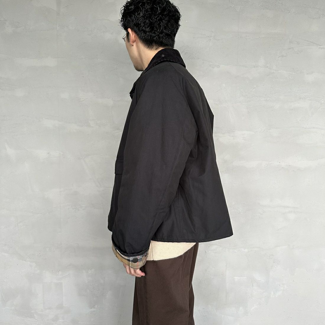 Barbour [バブアー] 別注 中綿入り SPEY スペイジャケット [MCAS151-JF] BLACK &&モデル身長：168cm 着用サイズ：40&&
