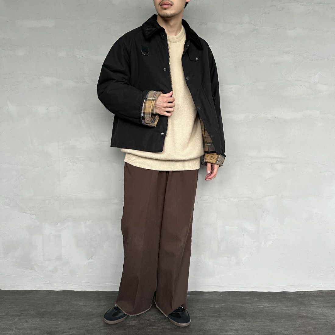 Barbour [バブアー] 別注 中綿入り SPEY スペイジャケット [MCAS151-JF] BLACK &&モデル身長：168cm 着用サイズ：40&&