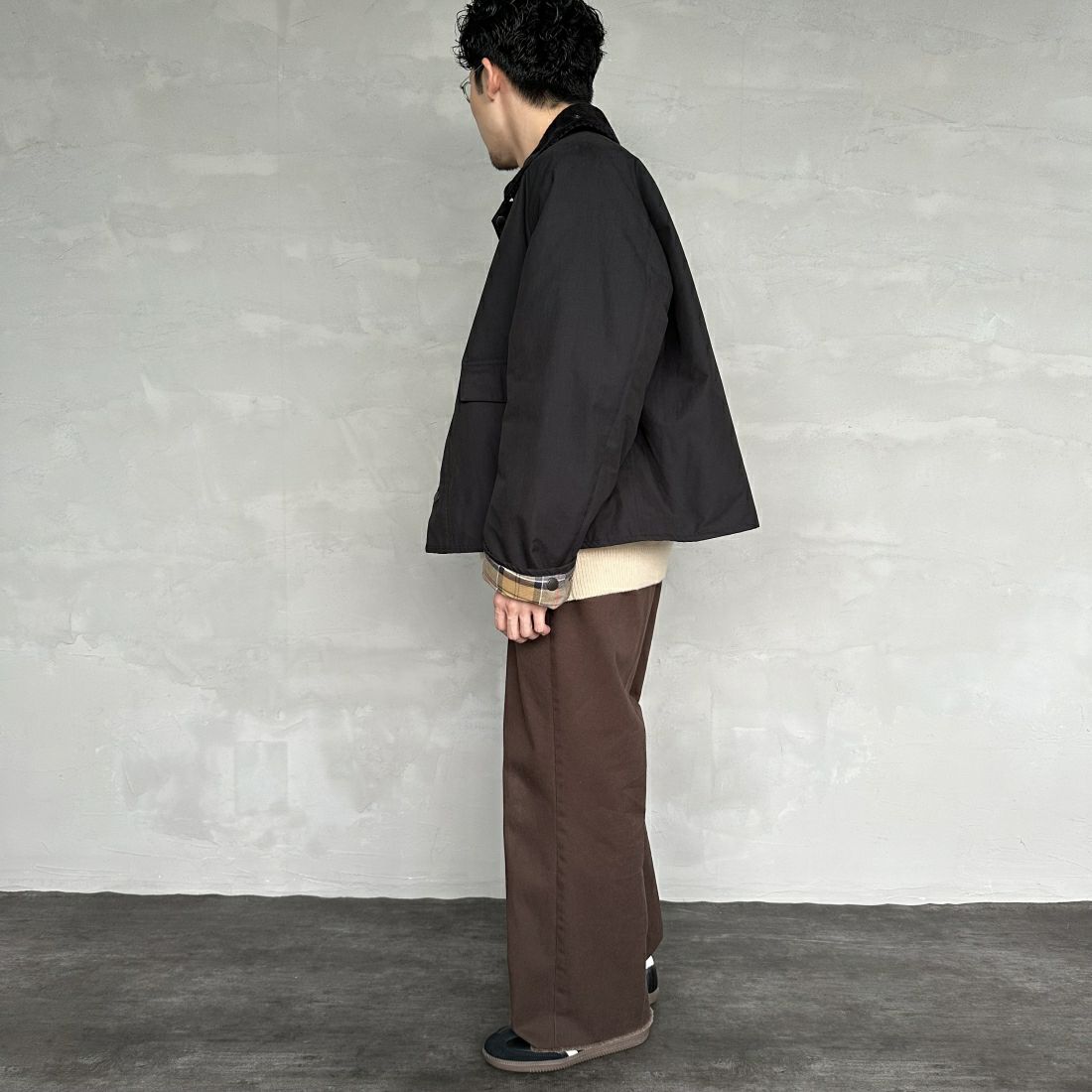 Barbour [バブアー] 別注 中綿入り SPEY スペイジャケット [MCAS151-JF] BLACK &&モデル身長：168cm 着用サイズ：40&&