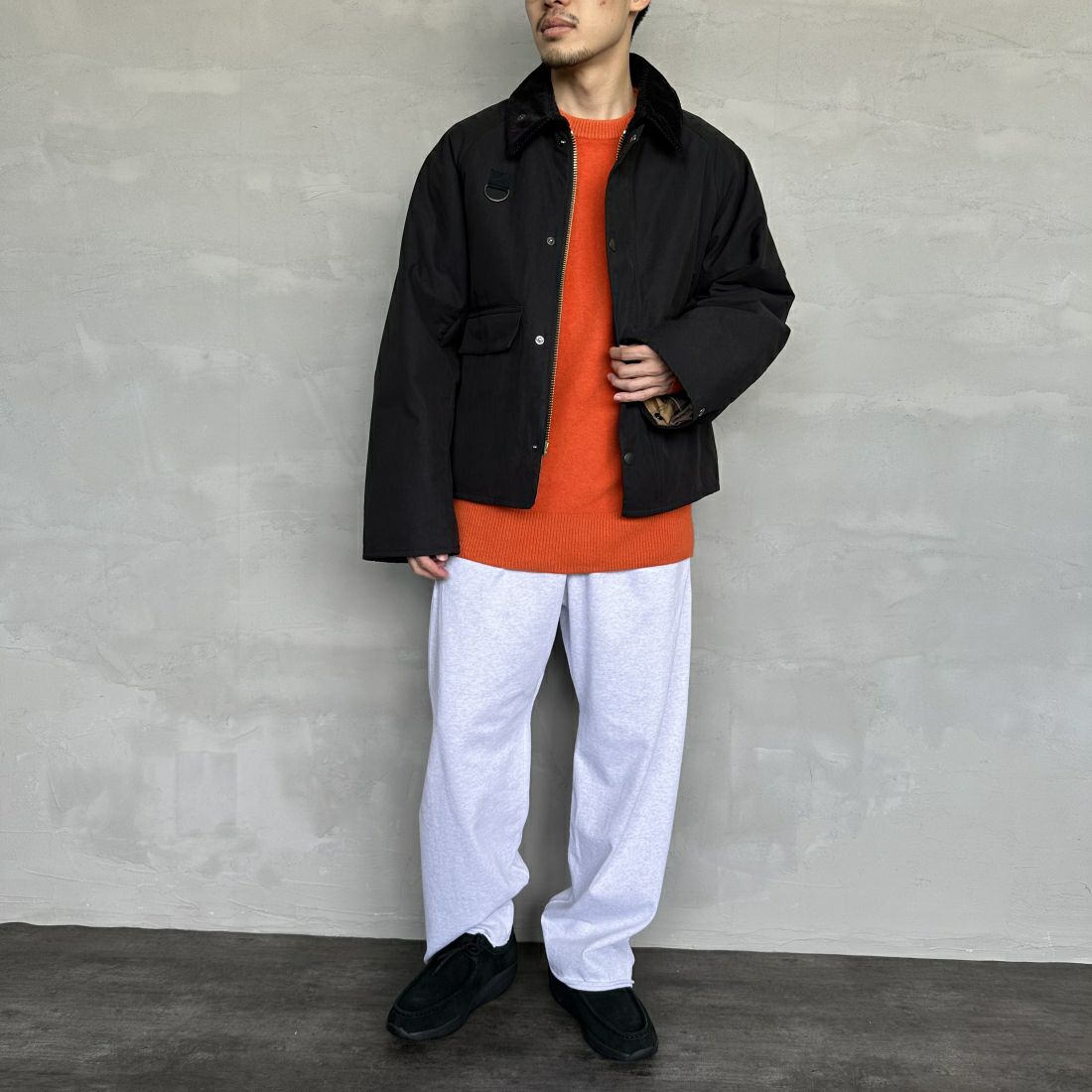 Barbour [バブアー] 別注 中綿入り SPEY スペイジャケット [MCAS151-JF] BLACK &&モデル身長：168cm 着用サイズ：40&&