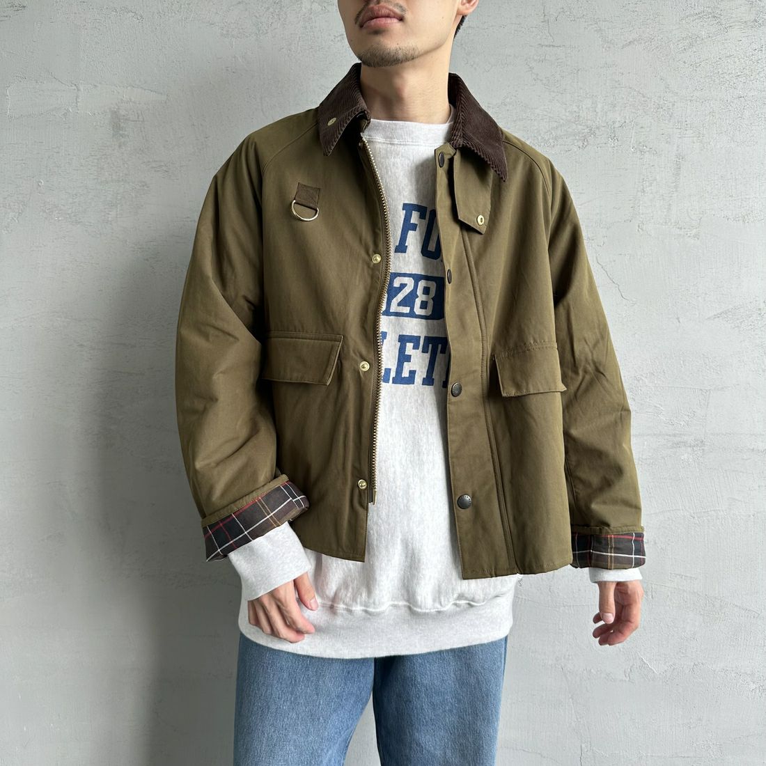 Barbour [バブアー] 別注 中綿入り SPEY スペイジャケット [MCAS151-JF] KHAKI &&モデル身長：168cm 着用サイズ：38&&