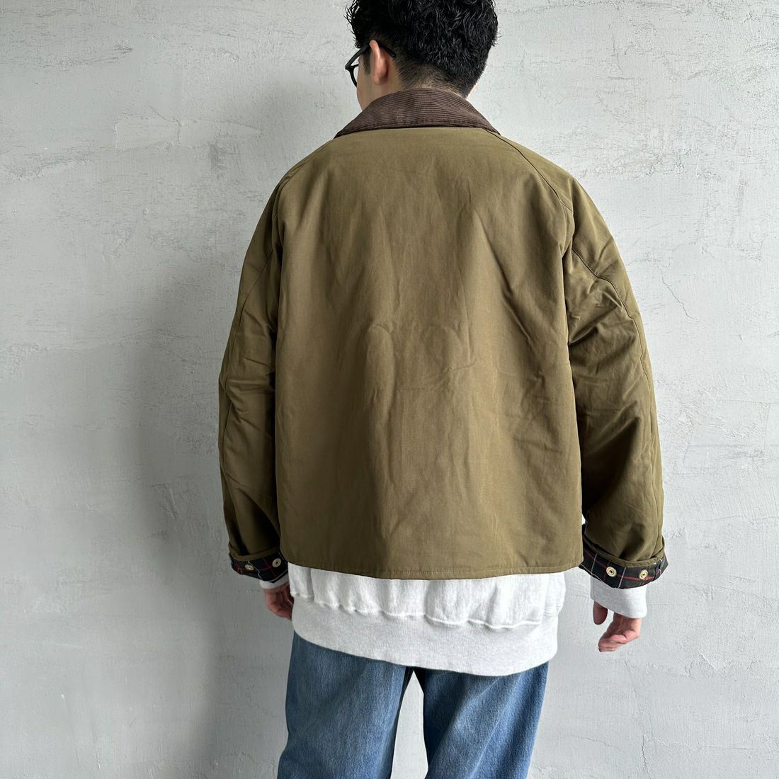 Barbour [バブアー] 別注 中綿入り SPEY スペイジャケット [MCAS151-JF] KHAKI &&モデル身長：168cm 着用サイズ：38&&