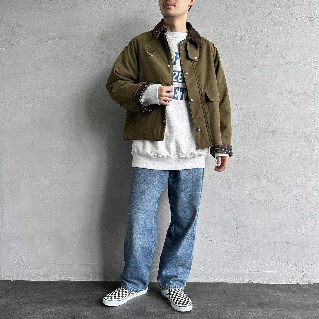 Barbour [バブアー] 別注 中綿入り SPEY スペイジャケット [MCAS151-JF] KHAKI &&モデル身長：168cm 着用サイズ：38&&