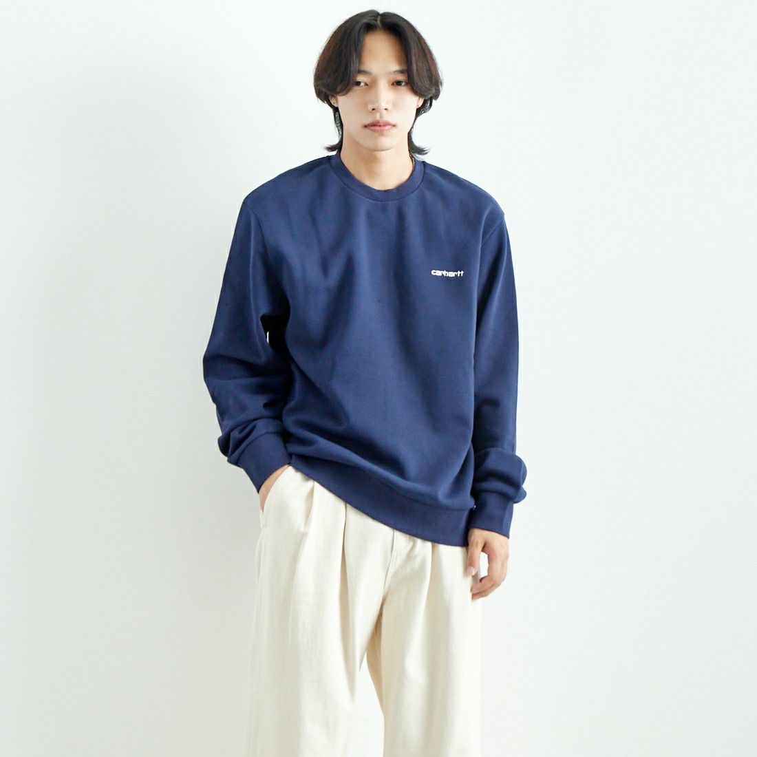 A F BLU/WH&&モデル身長：179cm 着用サイズ：L&&