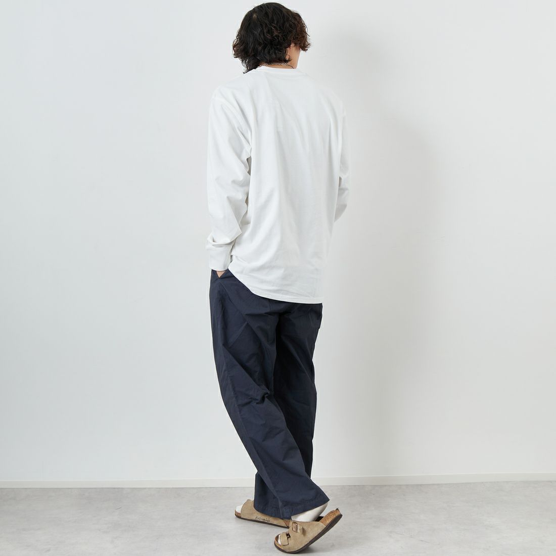 carhartt WIP [カーハートダブリューアイピー] ロングスリーブアメリカンスクリプトTシャツ [I029955] ASH HEATHE &&モデル身長：179cm 着用サイズ：L&&