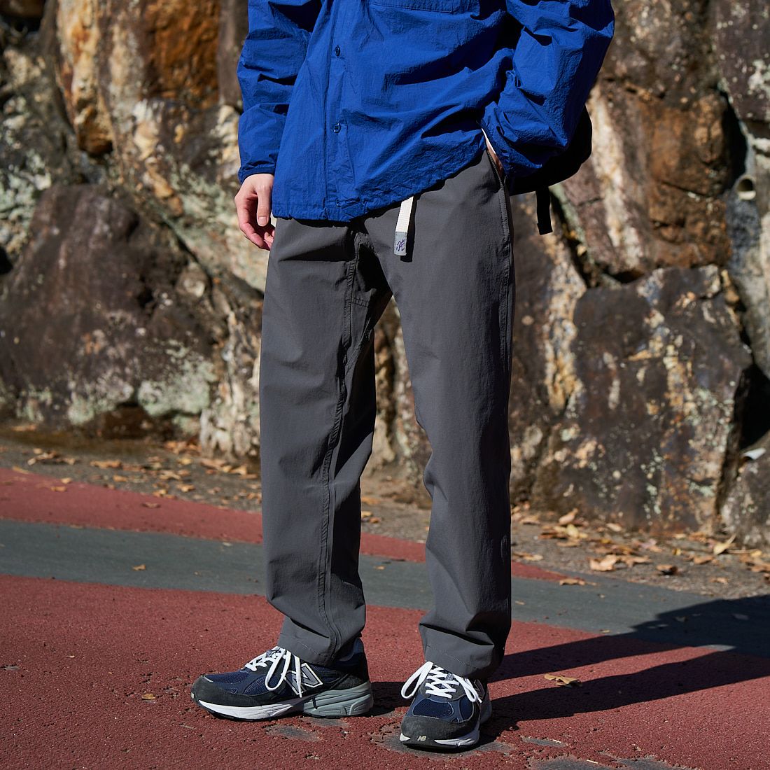 GRAMiCCi [グラミチ] 別注 エブリデイ ナイロンパンツ [GUP5-S2034-JF] GRAY &&モデル身長：168cm 着用サイズ：M&&