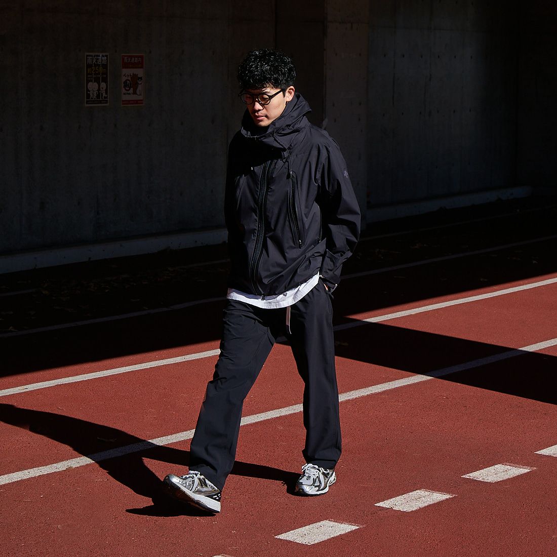 GRAMiCCi [グラミチ] 別注 エブリデイ ナイロンパンツ [GUP5-S2034-JF] BLACK &&モデル身長：168cm 着用サイズ：L&&