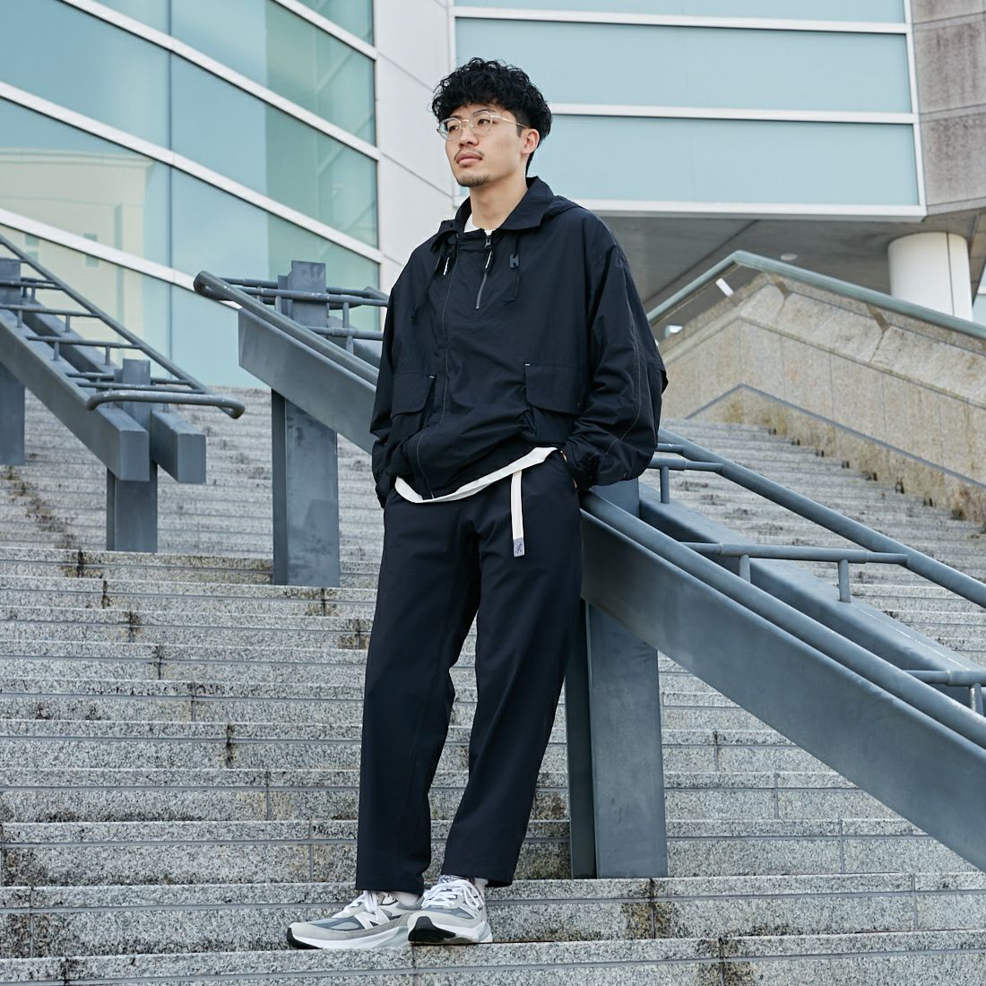 GRAMiCCi [グラミチ] 別注 エブリデイ ナイロンパンツ [GUP5-S2034-JF] BLACK &&モデル身長：168cm 着用サイズ：M&&