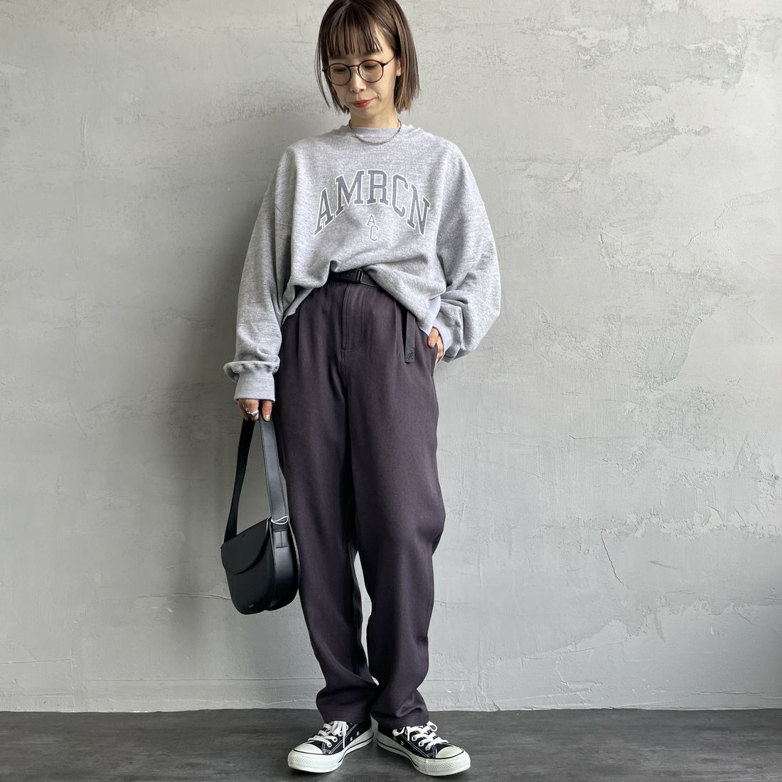 GRAMiCCi [グラミチ] 別注 ウールライク エブリデイパンツ [GUP4-F1024-JF] CHARCOAL &&モデル身長：158cm 着用サイズ：S&&