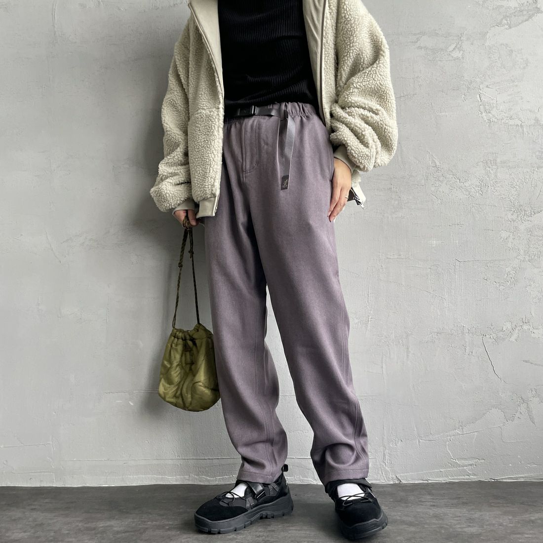 GRAMiCCi [グラミチ] 別注 ウールライク エブリデイパンツ [GUP4-F1024-JF] GRAY &&モデル身長：160cm 着用サイズ：S&&