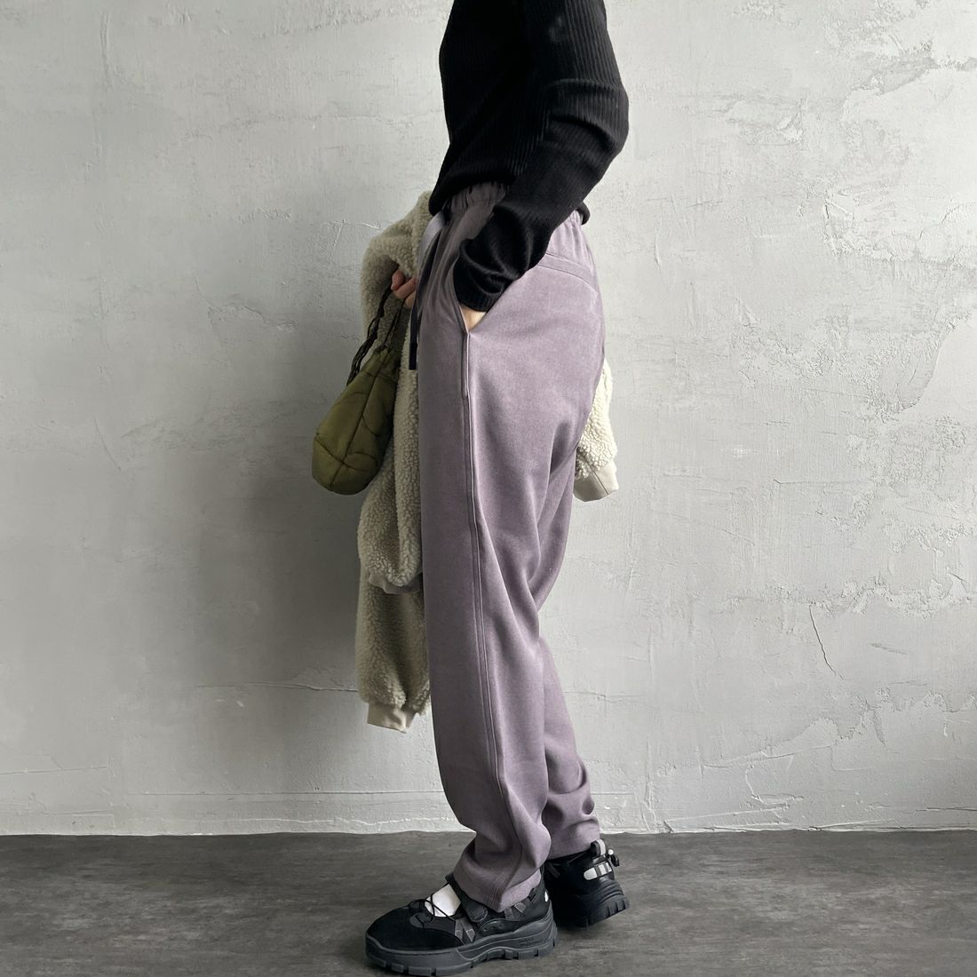 GRAMiCCi [グラミチ] 別注 ウールライク エブリデイパンツ [GUP4-F1024-JF] GRAY &&モデル身長：160cm 着用サイズ：S&&