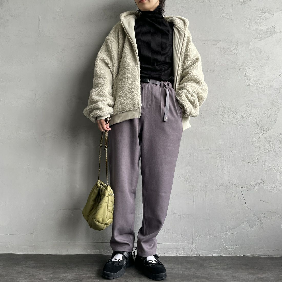 GRAMiCCi [グラミチ] 別注 ウールライク エブリデイパンツ [GUP4-F1024-JF] GRAY &&モデル身長：160cm 着用サイズ：S&&