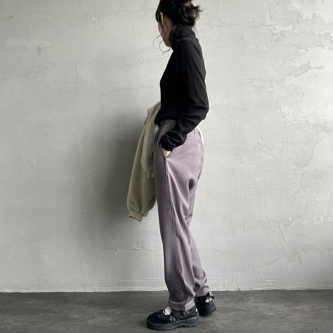 GRAMiCCi [グラミチ] 別注 ウールライク エブリデイパンツ [GUP4-F1024-JF] GRAY &&モデル身長：160cm 着用サイズ：S&&