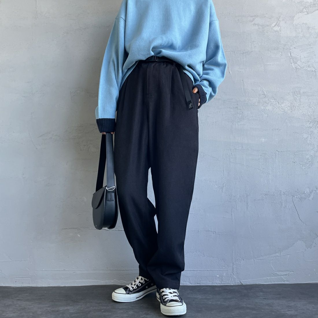 GRAMiCCi [グラミチ] 別注 ウールライク エブリデイパンツ [GUP4-F1024-JF] BLACK &&モデル身長：158cm 着用サイズ：S&&