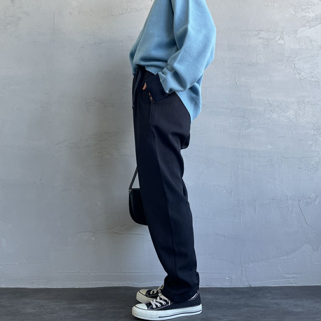 GRAMiCCi [グラミチ] 別注 ウールライク エブリデイパンツ [GUP4-F1024-JF] BLACK &&モデル身長：158cm 着用サイズ：S&&