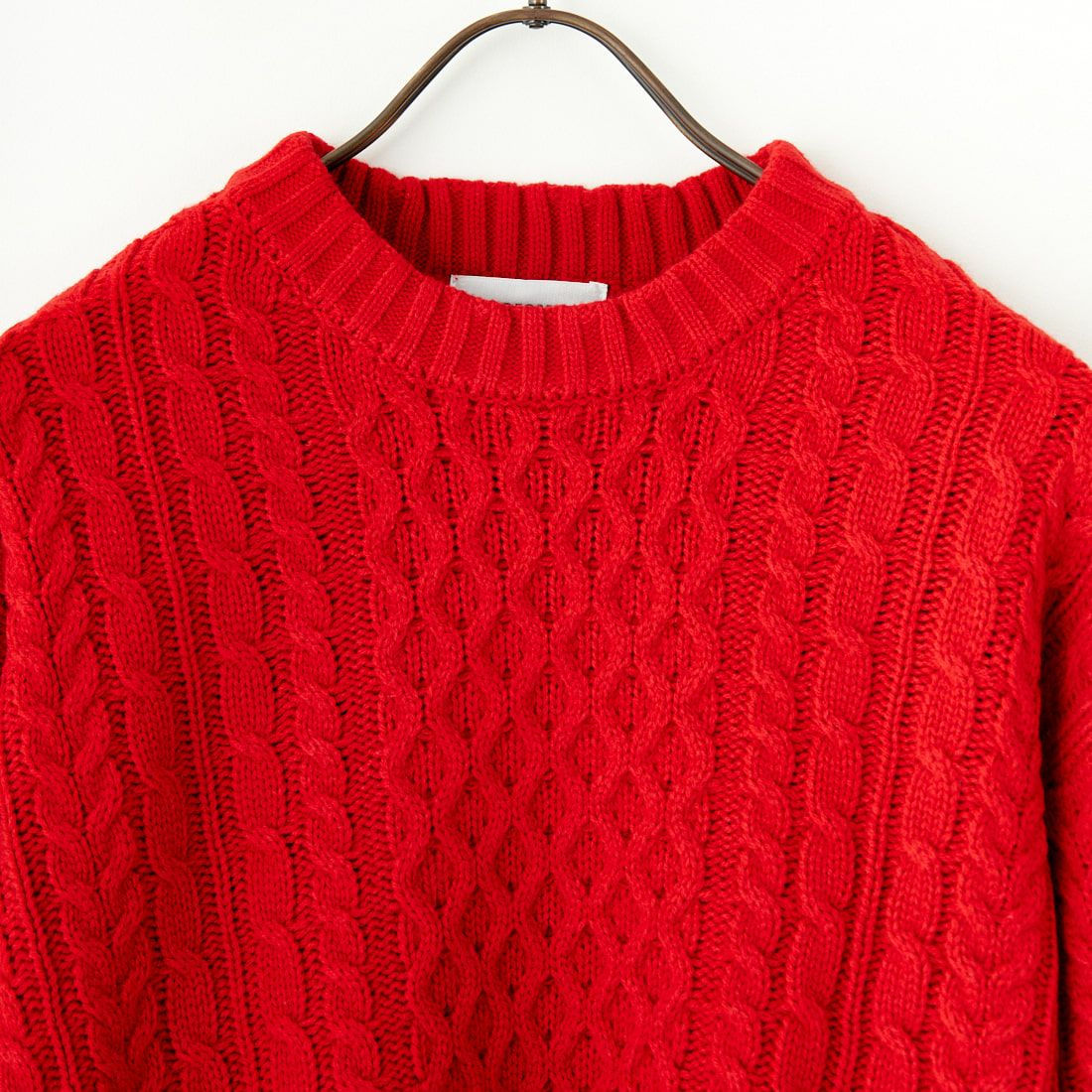 33Degrees [サーティスリーディグリーズ] 7Gケーブルクルーネックニット [TDR-244-084] RED