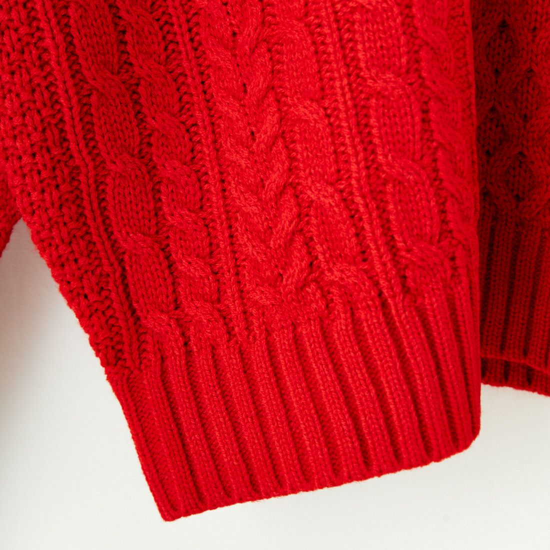 33Degrees [サーティスリーディグリーズ] 7Gケーブルクルーネックニット [TDR-244-084] RED