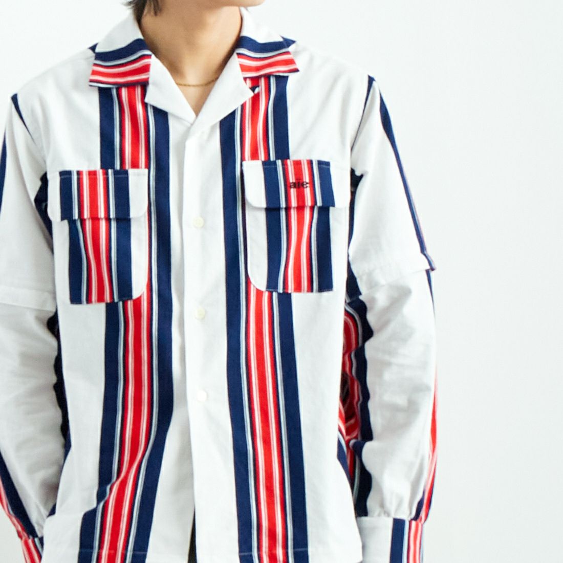 AiE [エーアイイー] ストライプペインターシャツ [PU617] A OFF WHIT