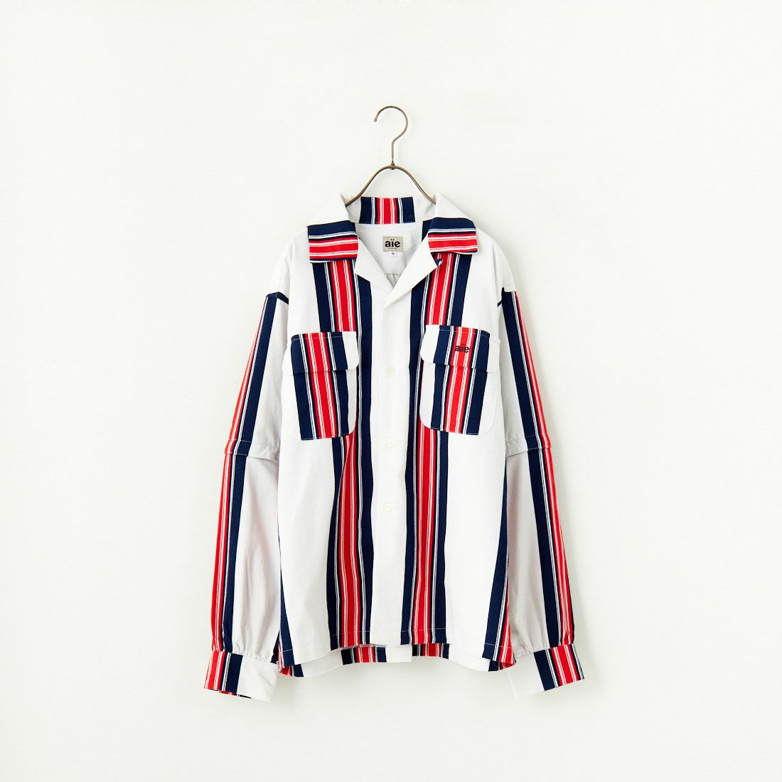 AiE [エーアイイー] ストライプペインターシャツ [PU617] A OFF WHIT