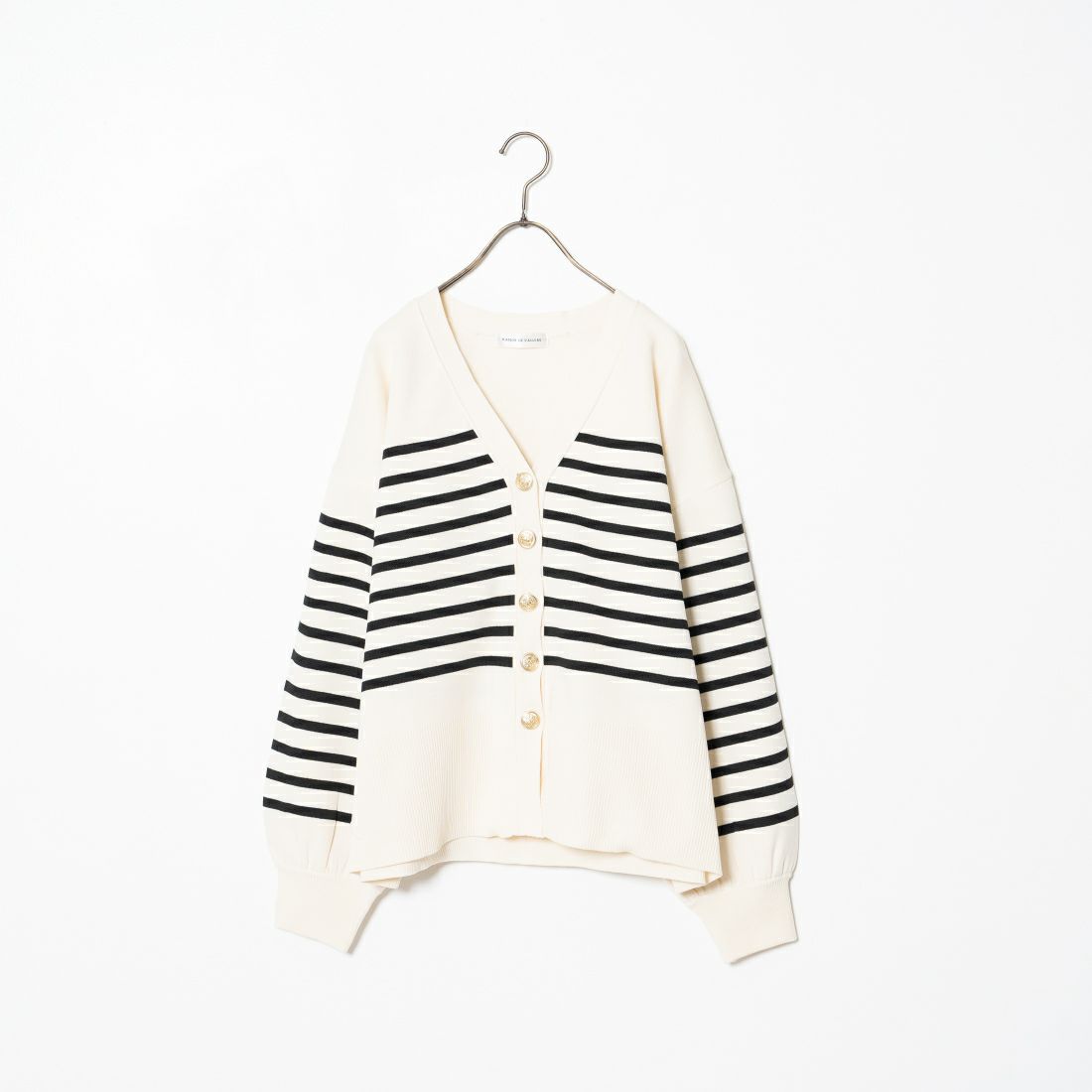 Maison de L'allure [メゾン ドゥ ラリュール] 金ボタン Vネックカーディガン [M24131018] 50 NAT/BLK