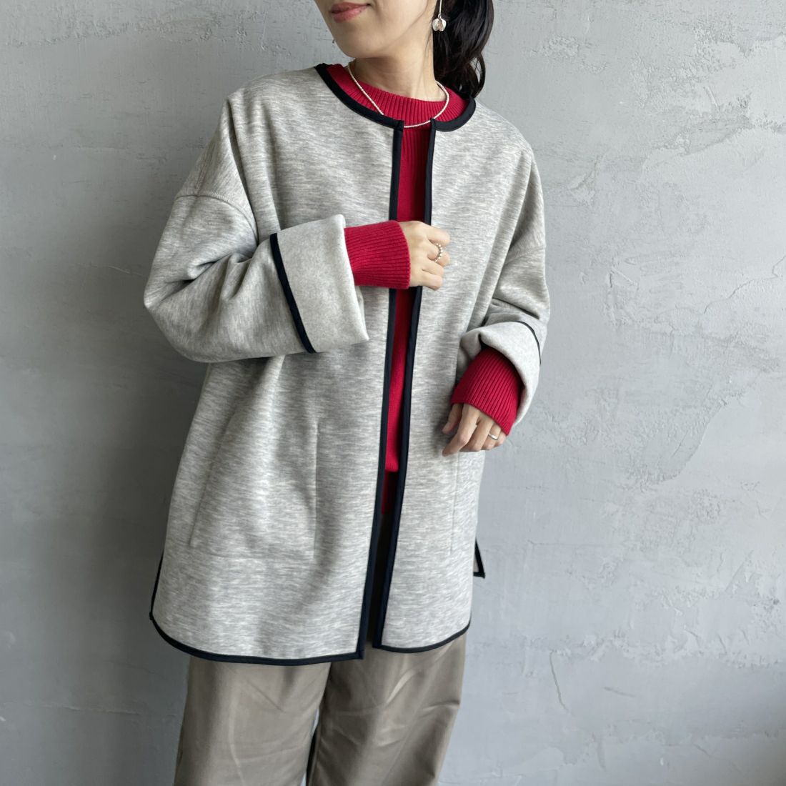 02 OFF/BLK&&モデル身長：160cm 着用サイズ：F&&