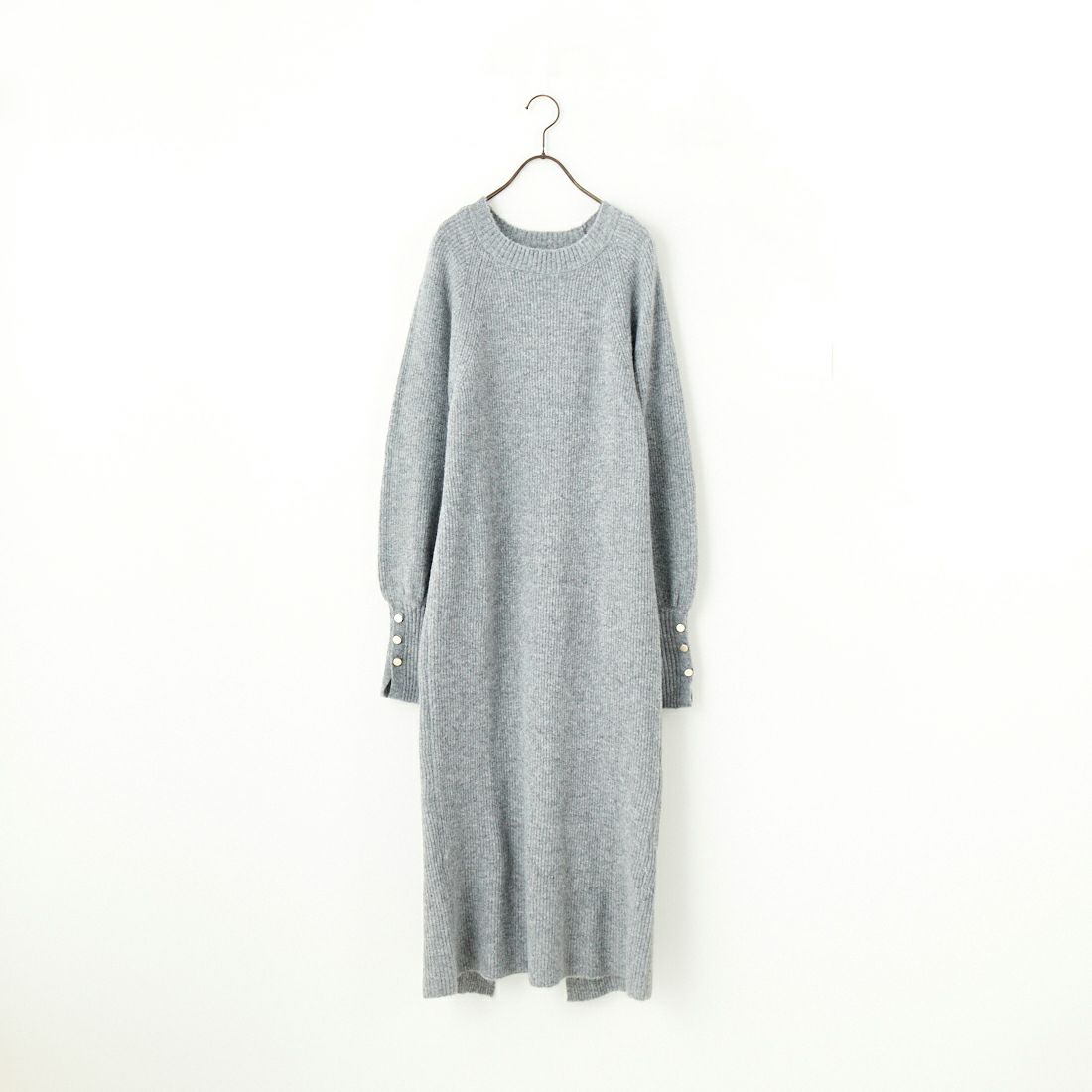 By/m [バイエム] 袖ボタン メランジニットワンピース [B23441005] 07 GRAY