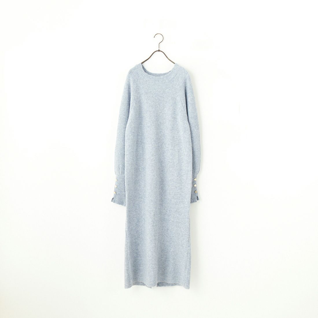 By/m [バイエム] 袖ボタン メランジニットワンピース [B23441005] 12 BLUE