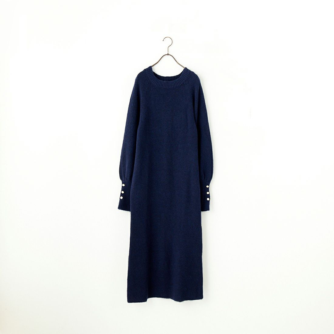 By/m [バイエム] 袖ボタン メランジニットワンピース [B23441005] 16 NAVY