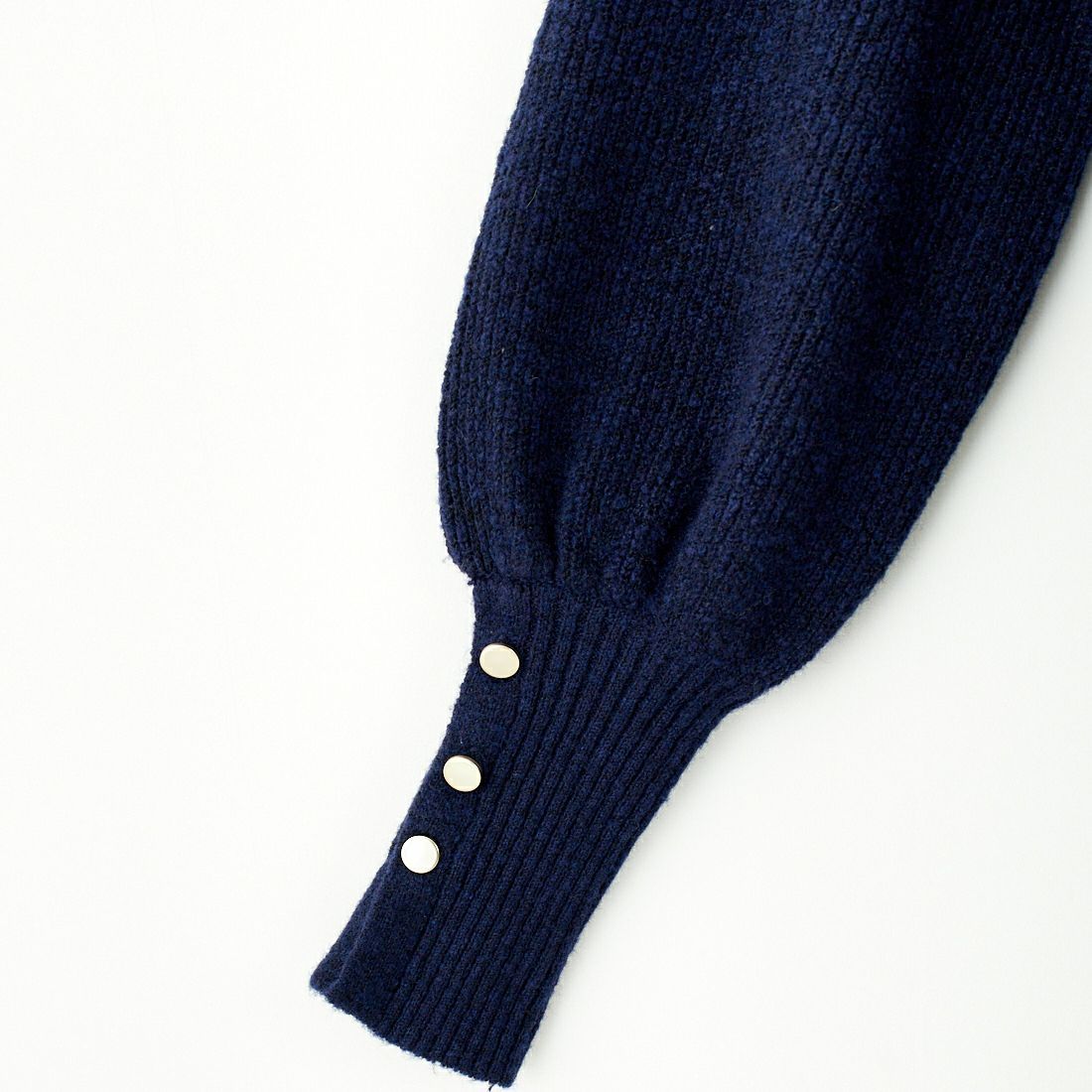 By/m [バイエム] 袖ボタン メランジニットワンピース [B23441005] 16 NAVY