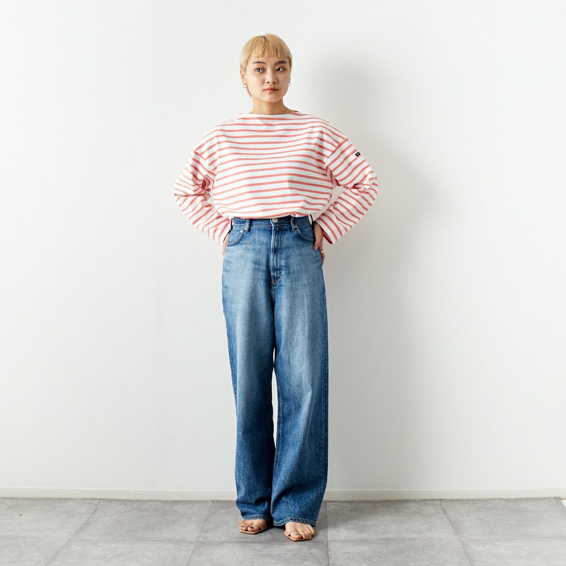 ST.JAMES [セントジェームス] 厚手ルーズドロップTシャツ [20JC-OUESS-LOOSE] NEI/FRE &&モデル身長：160cm 着用サイズ：3&&