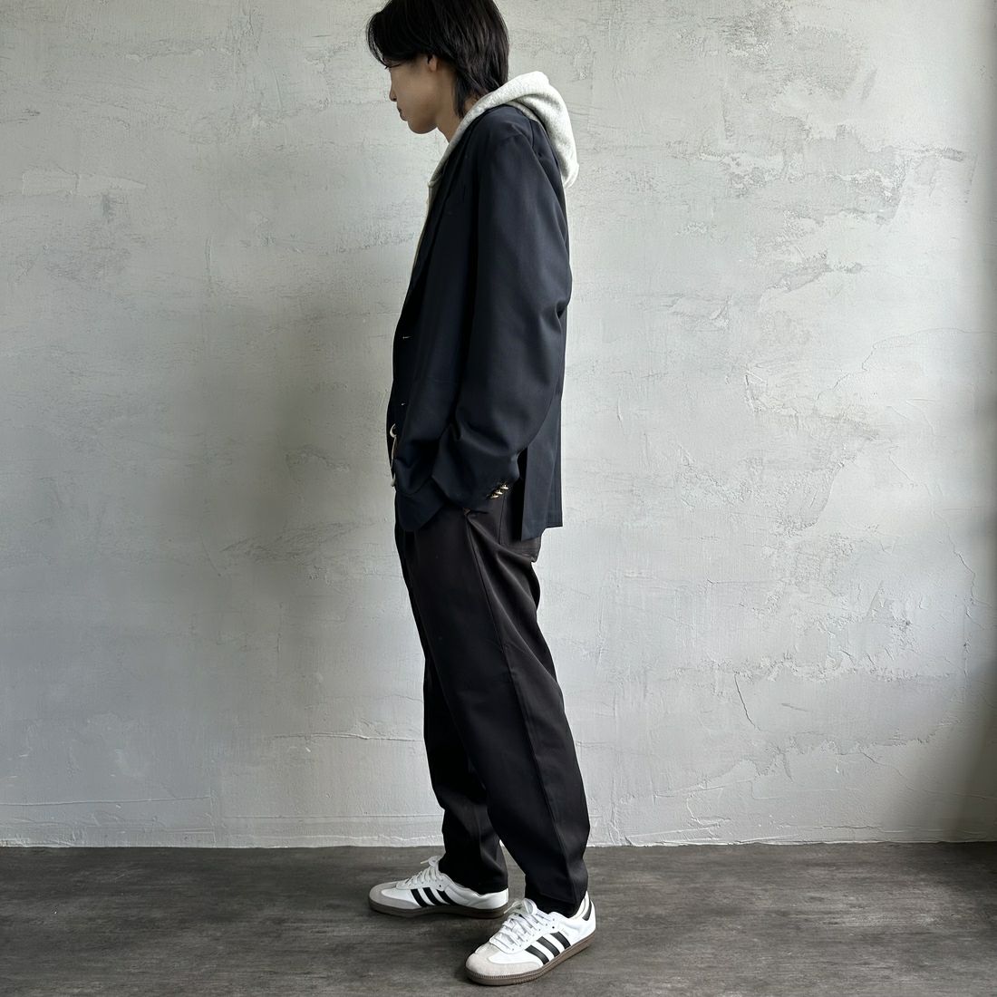 UNIVERSAL OVERALL [ユニバーサルオーバーオール] 別注 シェフパンツ [U2433601IN-JF] BLACK &&モデル身長：179cm 着用サイズ：L&&