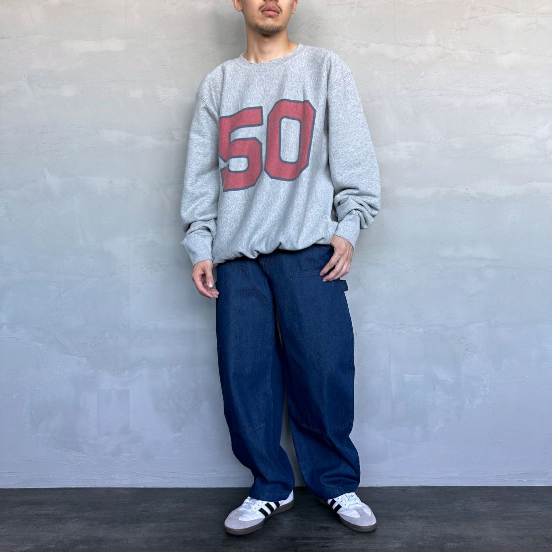 Jeans Factory Clothes [ジーンズファクトリークローズ] STANDARD ダブルニーカーブペインターパンツ [JFC-243-066] ONE WASH &&モデル身長：168cm 着用サイズ：L&&