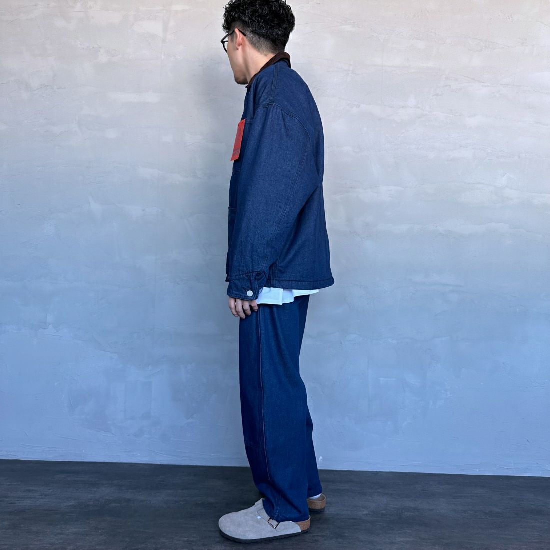 Jeans Factory Clothes [ジーンズファクトリークローズ] STANDARD ダブルニーカーブペインターパンツ [JFC-243-066] ONE WASH &&モデル身長：168cm 着用サイズ：L&&