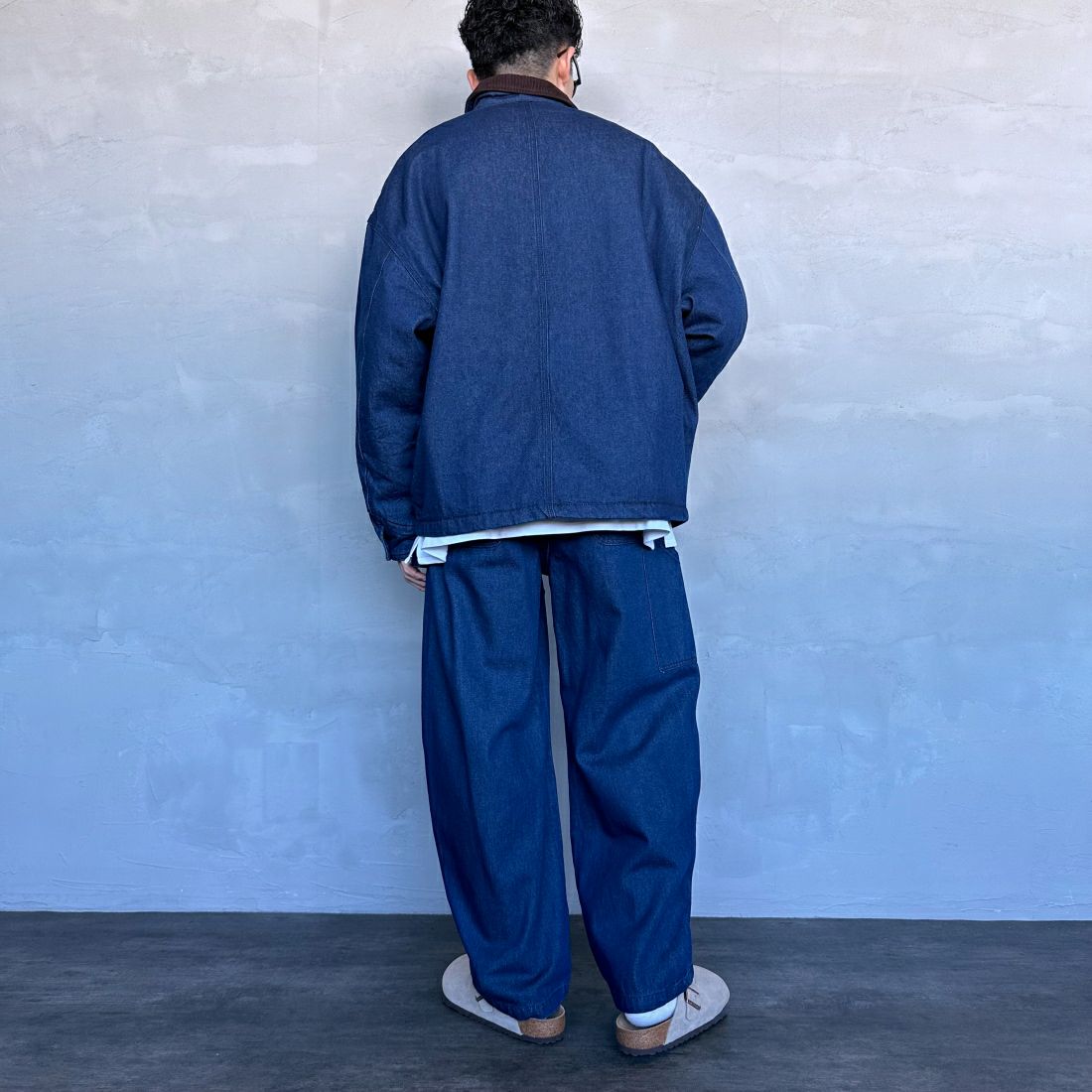 Jeans Factory Clothes [ジーンズファクトリークローズ] STANDARD ダブルニーカーブペインターパンツ [JFC-243-066] ONE WASH &&モデル身長：168cm 着用サイズ：L&&