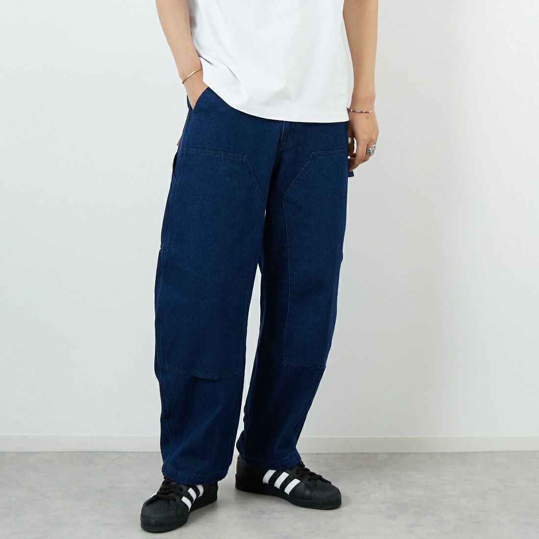 Jeans Factory Clothes [ジーンズファクトリークローズ] STANDARD ダブルニーカーブペインターパンツ [JFC-243-066] ONE WASH &&モデル身長：179cm 着用サイズ：M&&