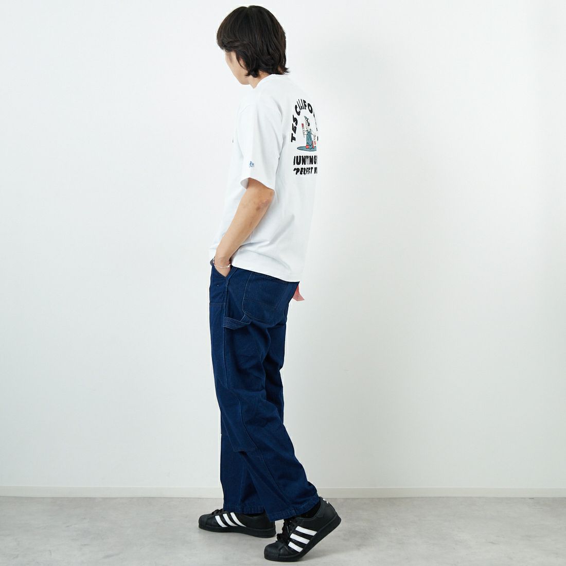 Jeans Factory Clothes [ジーンズファクトリークローズ] STANDARD ダブルニーカーブペインターパンツ [JFC-243-066] ONE WASH &&モデル身長：179cm 着用サイズ：M&&