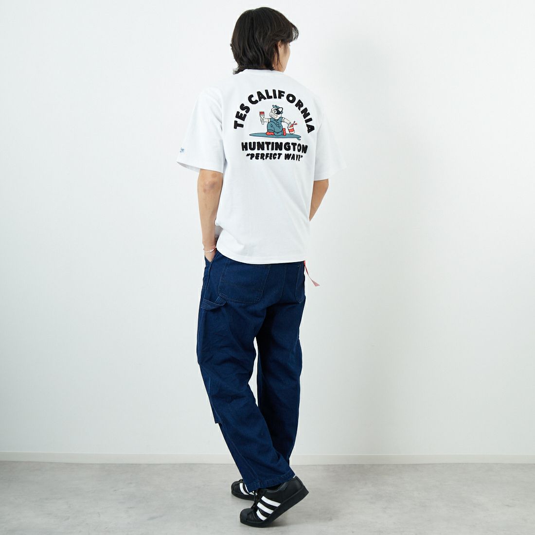 Jeans Factory Clothes [ジーンズファクトリークローズ] STANDARD ダブルニーカーブペインターパンツ [JFC-243-066] ONE WASH &&モデル身長：179cm 着用サイズ：M&&