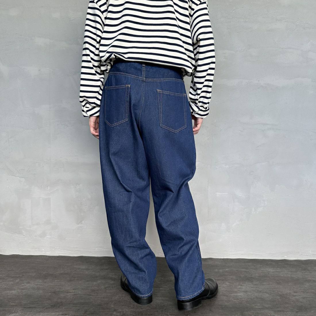 Noir Fabrik [ヌワールファブリック] バギーイージーデニムパンツ [NF-243-063] ONE WASH&&モデル身長：168cm 着用サイズ：S&&