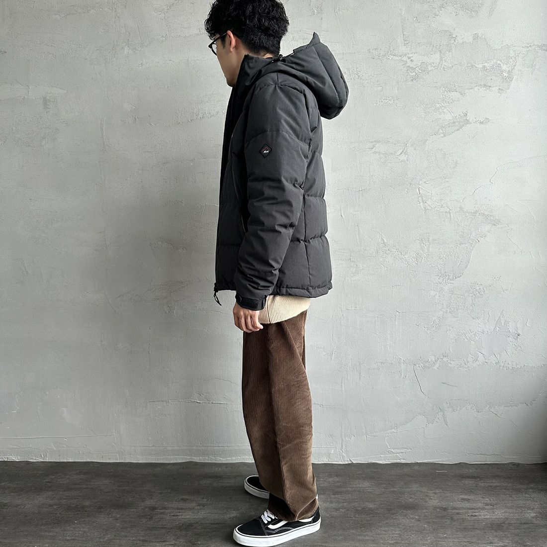 JEANSFACTORY × NANGA [ジーンズファクトリー × ナンガ] 別注 HINOC ダウンジャケット [JMP-244-023] BLACK &&モデル身長：168cm 着用サイズ：M&&