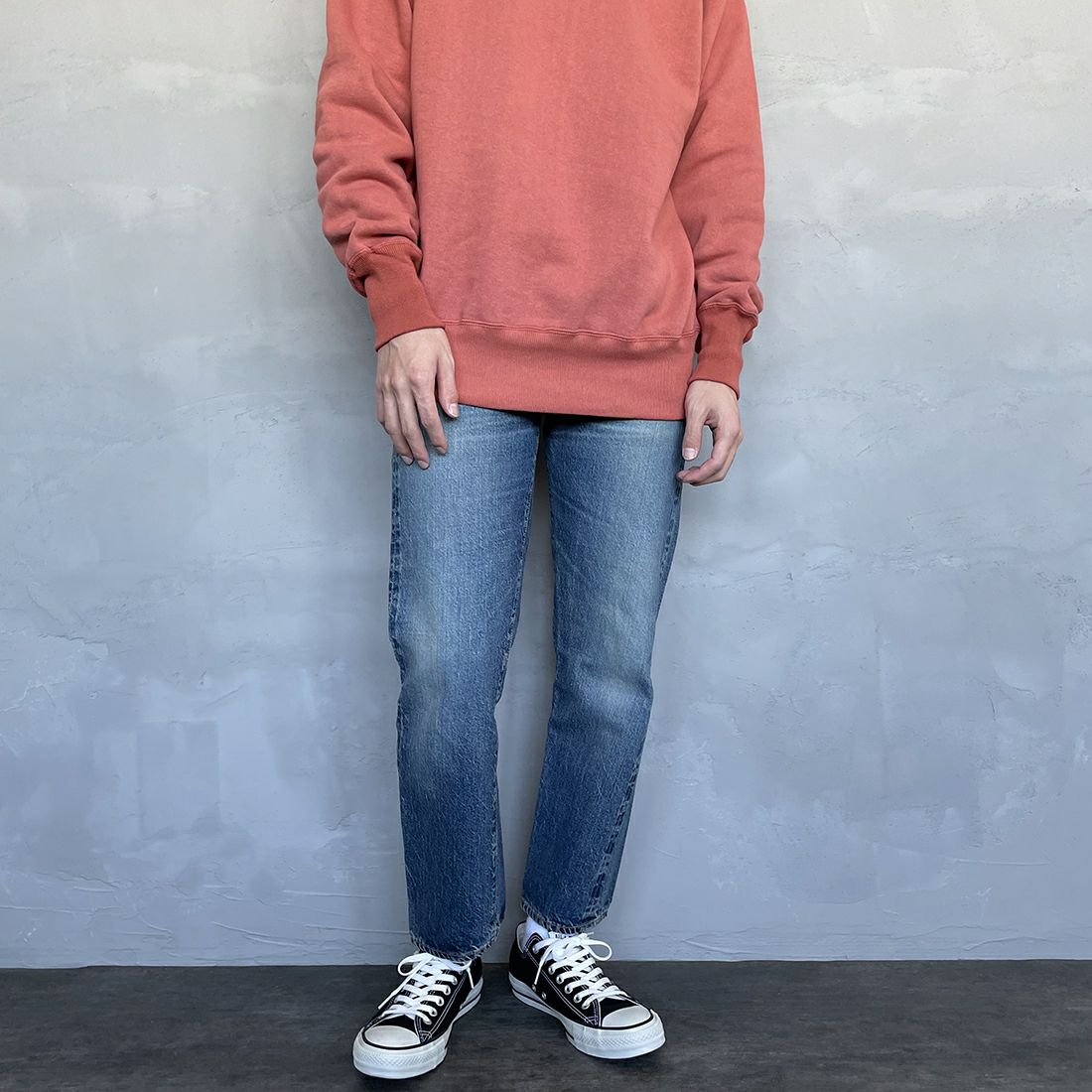 WAREHOUSE [ウエアハウス] 2ND-HAND 1101 [1101] UW (USED WASH 中)&&モデル身長：168cm 着用サイズ：29&&