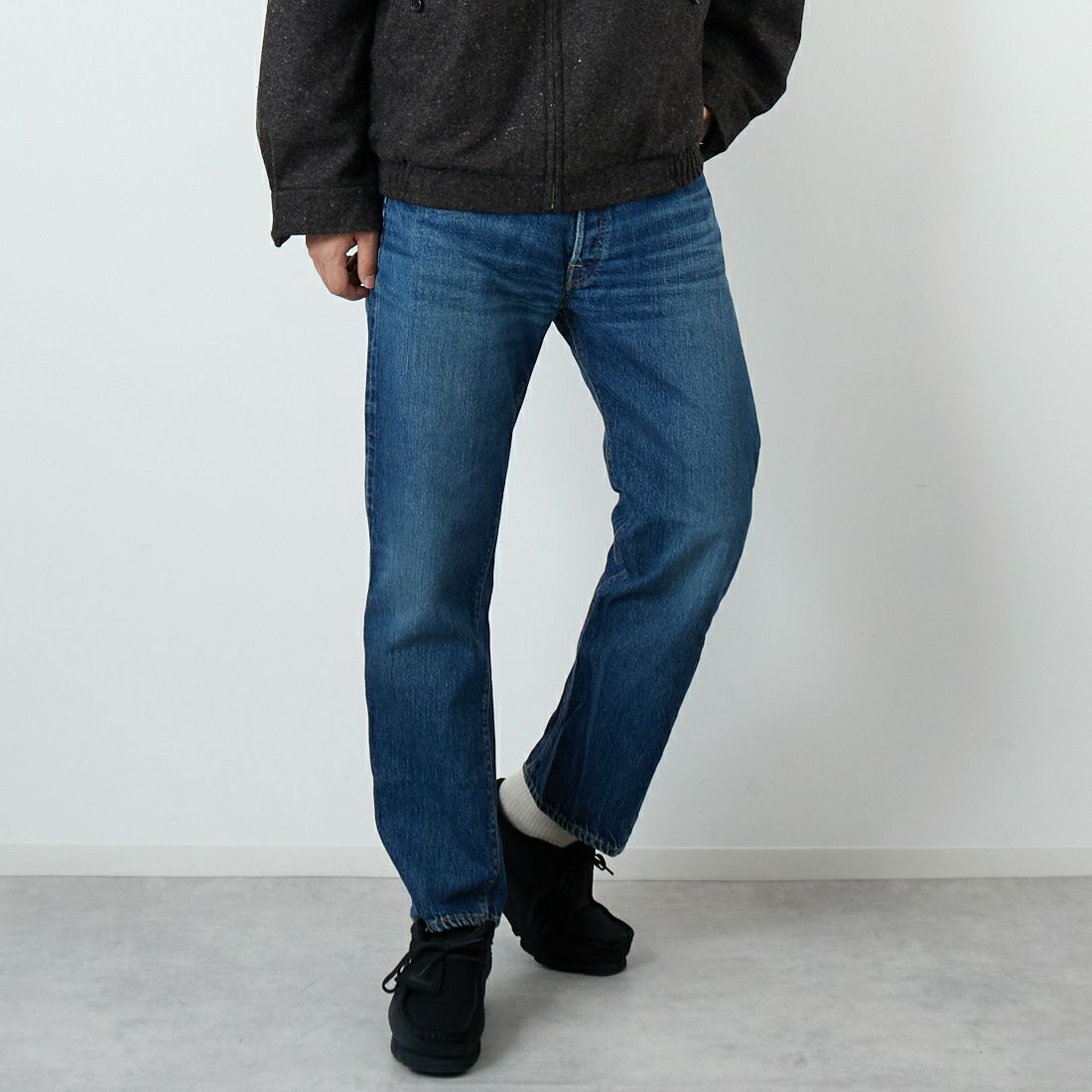 WAREHOUSE [ウエアハウス] 2ND-HAND 1101 [1101] D U/W (USED WASH 濃) &&モデル身長：179cm 着用サイズ：32&&